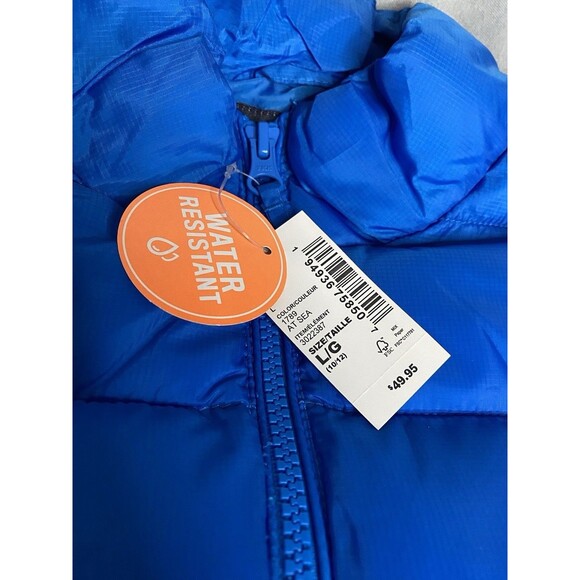 Children’s Place Jacket Boys Size Large 10/12 At Sea Blue Full Zip Puffer Coat - Picture 4 of 7